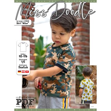 Ebook patron t-shirt enfant Milan Miss Doodle H1032, en français