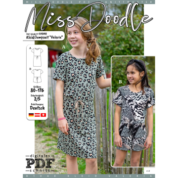 Ebook patron robe & combinaison enfant Valeria Miss Doodle H1040, en français