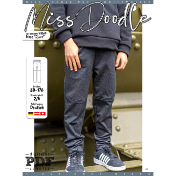 Patron pantalon enfant pdf Djaro Miss Doodle H1065, en français