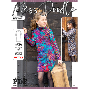 Patron robe enfant pdf Ceila Miss Doodle H1066, en français