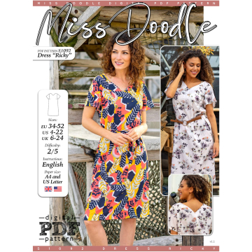 Ebook patron robe femme Ricky Miss Doodle S1092, en français
