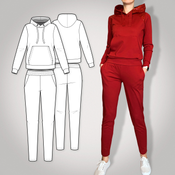 Patron sweat-shirt / pantalon de jogging femme pdf Loungewear PrimaRimma, en allemand/en anglais