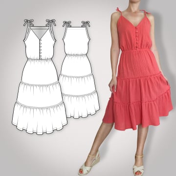 Patron robe femme pdf Alicia PrimaRimma, en allemand & en anglais
