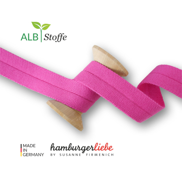 Biais coton tricoté Edge Me Albstoffe, rose fuchsia