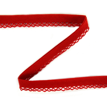 Einfassband mit Häkelborte, rot 13 mm