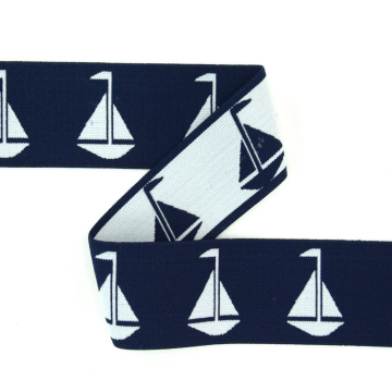 Bande élastique bateaux, marine-blanc