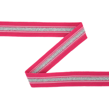 Bande élastique brillant glitter Holly, rose fuchsia