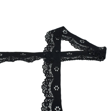 Ruban dentelle élastique 3,5 cm, noir