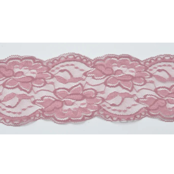 Ruban dentelle élastique 10cm, vieux rose