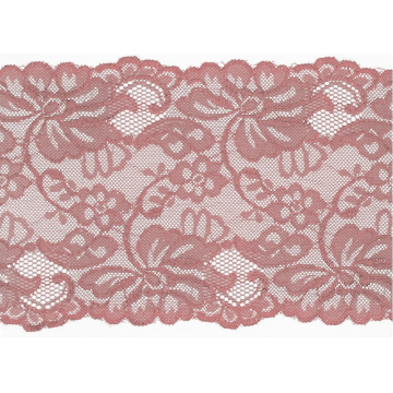 Ruban dentelle élastique 15cm, vieux rose