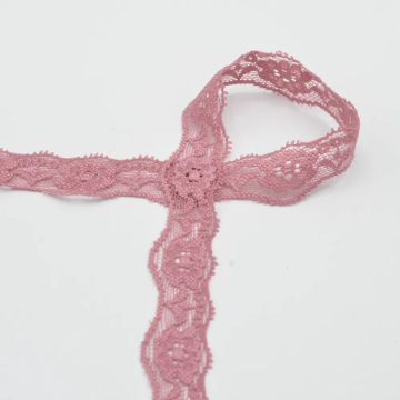Ruban dentelle élastique 2cm, vieux rose