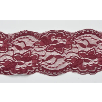 Ruban dentelle élastique 10cm, bordeaux