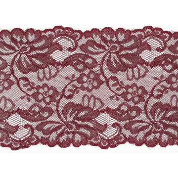 Ruban dentelle élastique 15cm, bordeaux