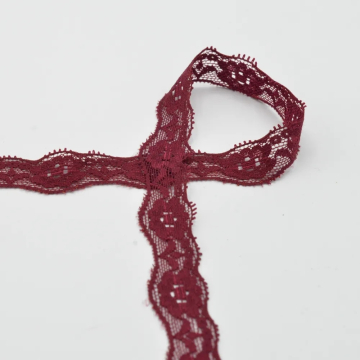 Ruban dentelle élastique 2cm, bordeaux