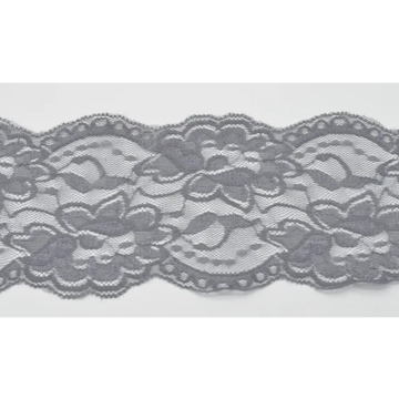 Ruban dentelle élastique 10cm, gris