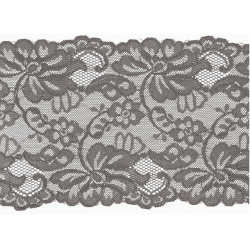 Ruban dentelle élastique 15cm, gris