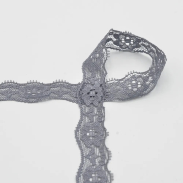 Ruban dentelle élastique 2cm, gris