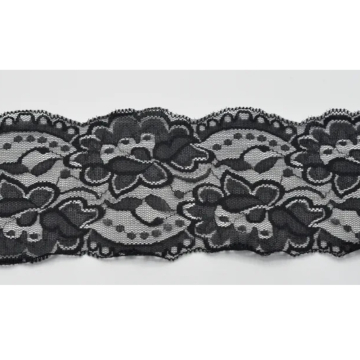 Ruban dentelle élastique 10cm, noir