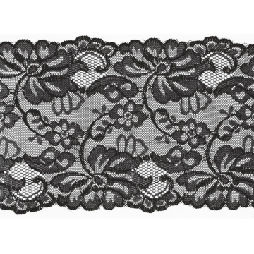 Ruban dentelle élastique 15cm, noir