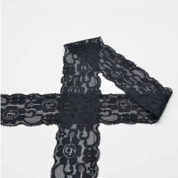 Ruban dentelle élastique 5cm, noir