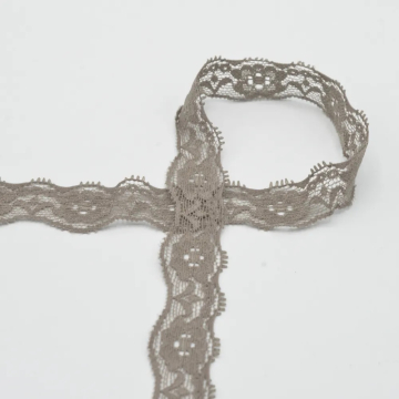 Ruban dentelle élastique 2cm, taupe