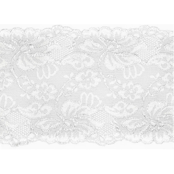 Ruban dentelle élastique 15cm, blanc
