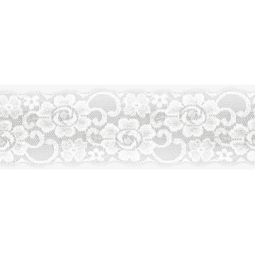 Ruban dentelle élastique 5cm,  blanc