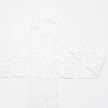 Ruban dentelle élastique 5cm, blanc cassé