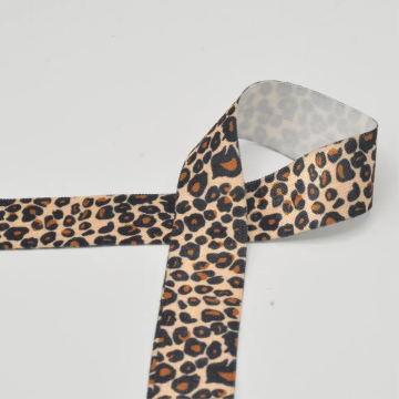 Biais couture élastique Léopard Animal Print, marron clair
