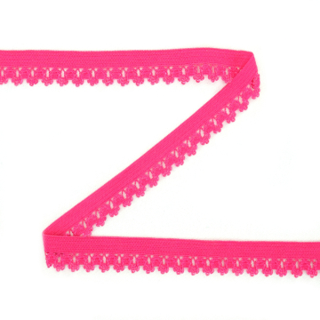 Biais couture/bande élastique 1,4cm, dentelle crochetée, rose fuchsia