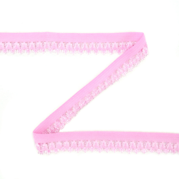Biais couture/bande élastique 1,4cm, dentelle crochetée, rose
