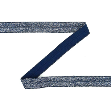 Elastisches Einfassband Glitter, dunkelblau 15 mm