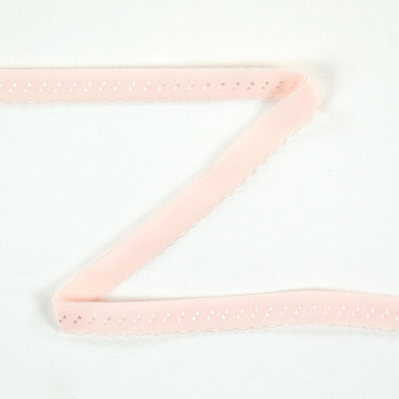 Biais/bande élastique avec dentelle, 12 mm, rosé clair
