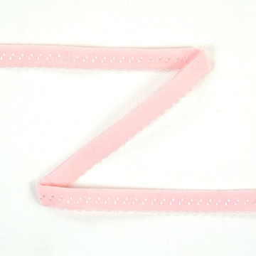 Elastisches Spitzen-Einfassband mit Stickerei rosa 12 mm