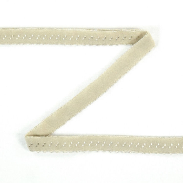 Elastisches Spitzen Einfassband mit Stickerei, sand 12 mm