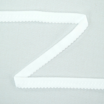 Elastisches Spitzen Einfassband mit Stickerei weiss 12 mm
