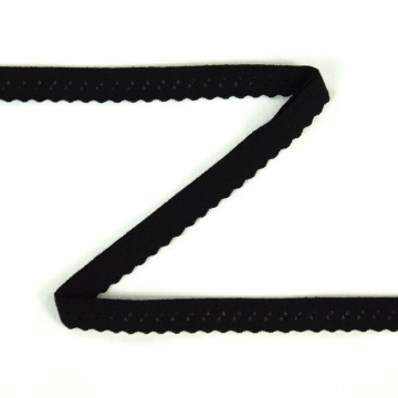 Elastisches Spitzen-Einfassband mit Stickerei schwarz 12 mm