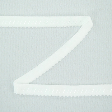 Elastisches Spitzen Einfassband mit Stickerei wollweiss 12 mm