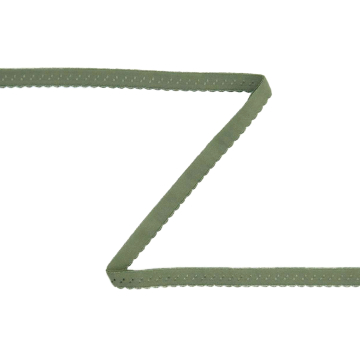 Elastisches Spitzen-Einfassband mit Stickerei altgrün 12 mm