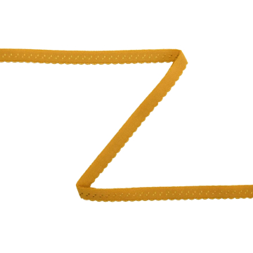 Biais/bande élastique avec dentelle, 12 mm, jaune moutarde
