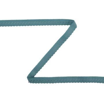 Elastisches Spitzen-Einfassband mit Stickerei blaugrau 12 mm