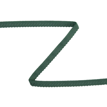 Elastisches Spitzen-Einfassband mit Stickerei mittelgrün 12 mm