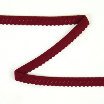 Elastisches Spitzen Einfassband mit Stickerei, bordeaux 12 mm