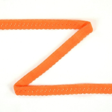 Biais/bande élastique avec dentelle, 12 mm, orange