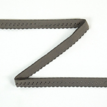 Biais/bande élastique avec dentelle, 12 mm, taupe foncé