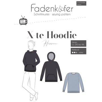 Papieren patroon Fadenkäfer X-te Hoodie heren, Duits