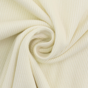 Tissu jersey coton côtelé milleraies, blanc cassé