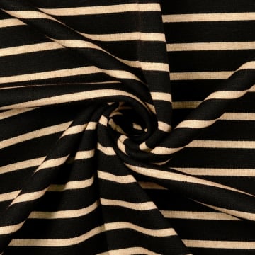 Fijngebreide stof doubleface stripes, zwart