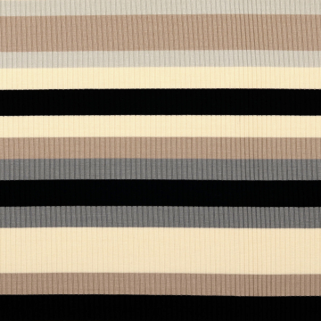 Tissu maille tricot fin côtelé rayé, beige