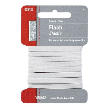 Élastique lingerie, 3 m, 6 mm, blanc